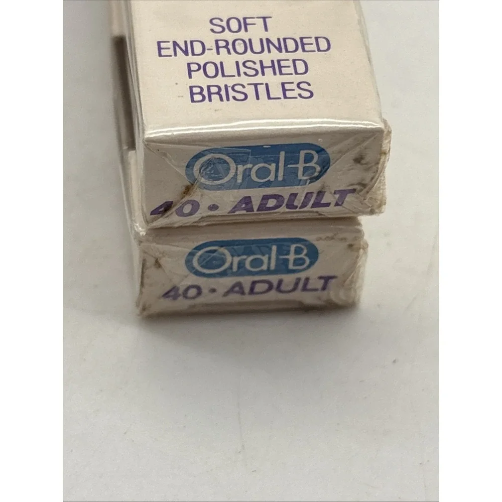2- Vintage Oral-B Soft Regular 40 Straight Toothbrush 1980's NEW / SEALED